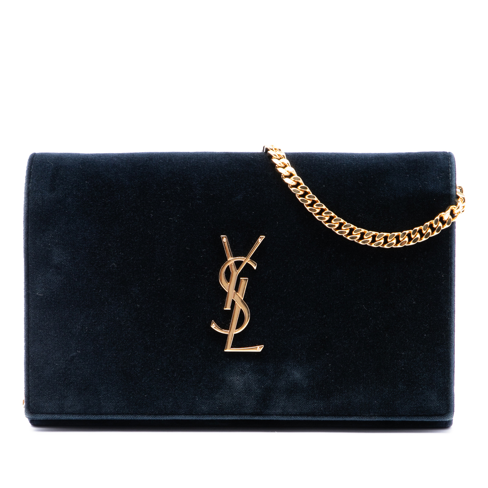 Pre-Loved Saint Laurent Suede Monogram Kate Chain Wallet